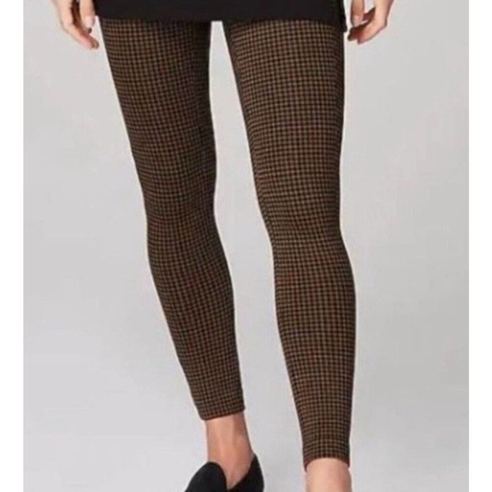 J JILL PONTE Women's High Rise LEGGINGS Black/Acorn Check Stretchy Size 1XL NWT